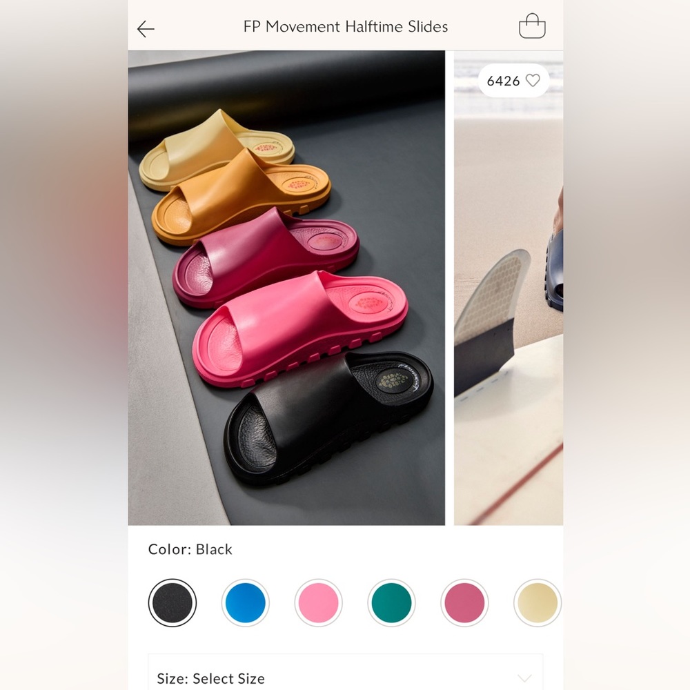 Free People Movement Halftime Slides. Black size 39/40